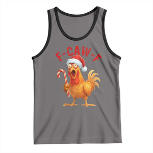 Christmas F Caw F Tank Top Funny Chicken Meme TS14 Deep Heather Black Print Your Wear