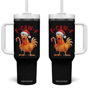 Christmas F Caw F Tumbler With Handle Funny Chicken Meme TS14 One Size: 40 oz Black Print Your Wear