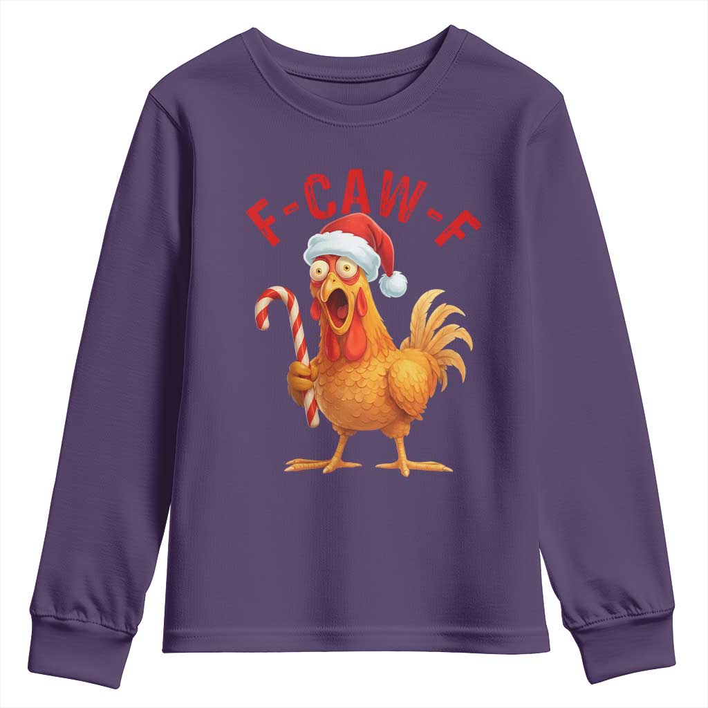 Christmas F Caw F Youth Sweatshirt Funny Chicken Meme TS14 Purple Print Your Wear