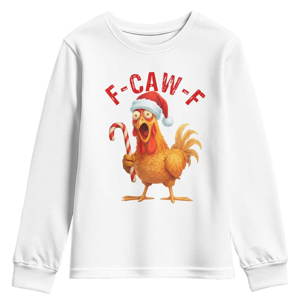 Christmas F Caw F Youth Sweatshirt Funny Chicken Meme TS14 White Print Your Wear