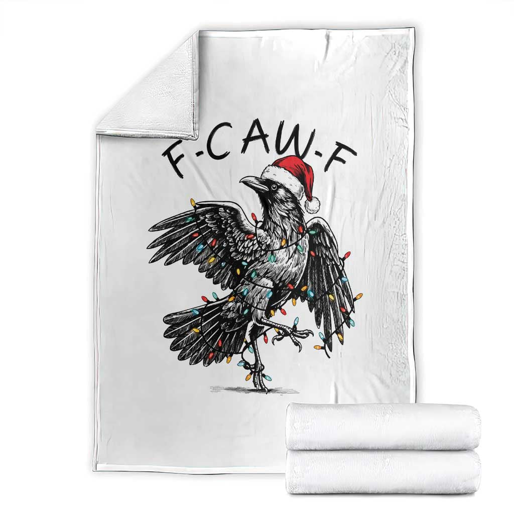 Christmas F Caw F Throw Blanket Funny Black Crow Meme TS14 White Print Your Wear
