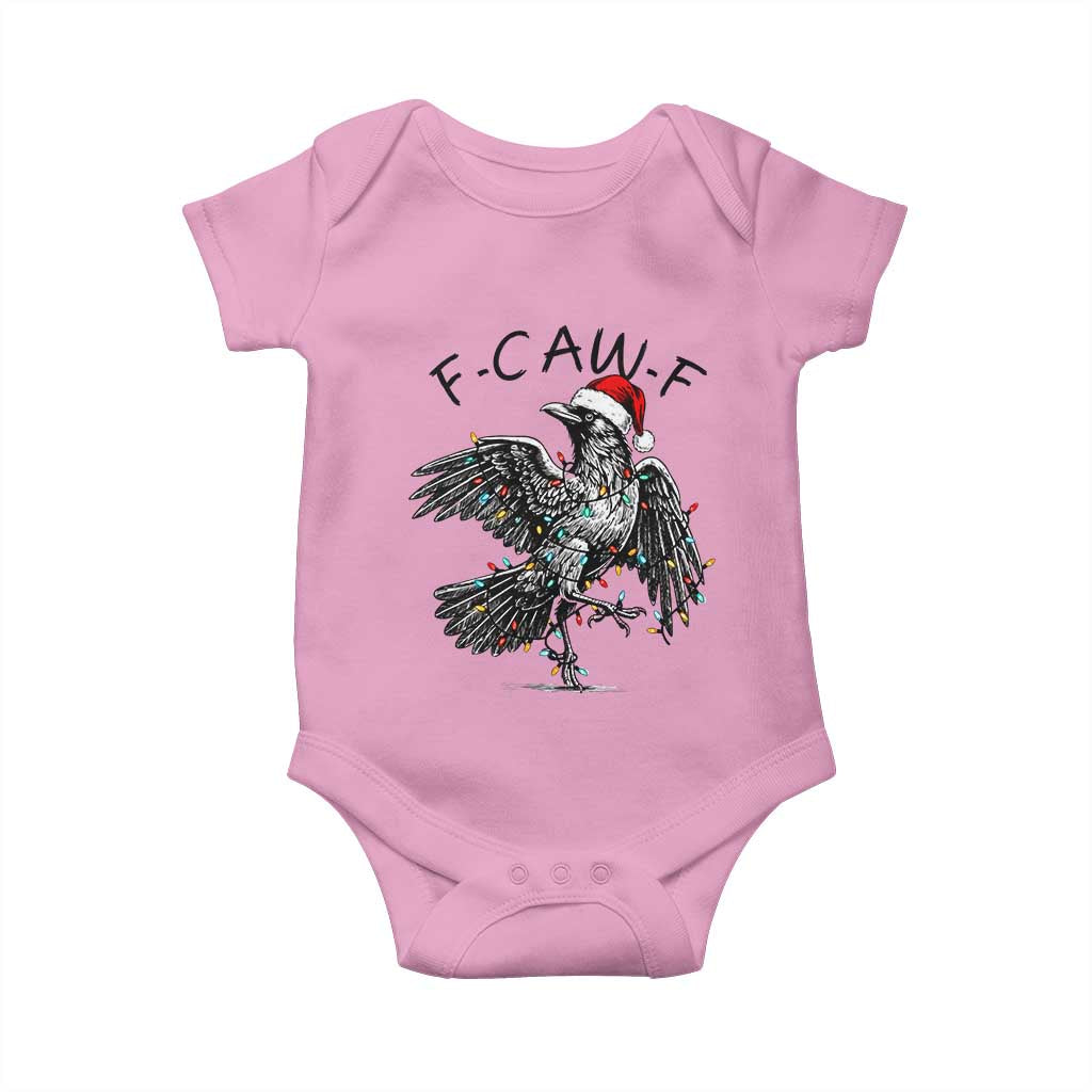 Christmas F Caw F Baby Onesie Funny Black Crow Meme TS14 Light Pink Print Your Wear