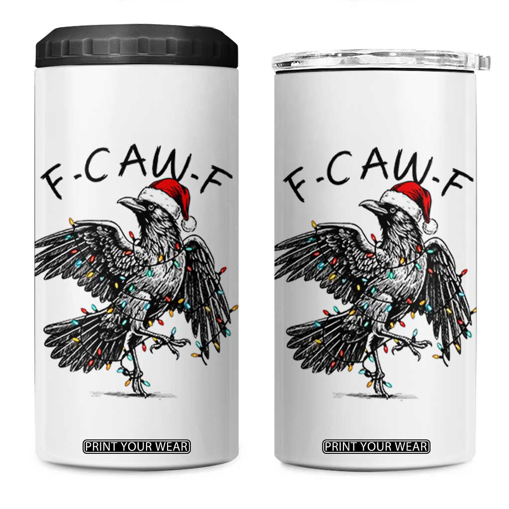 Christmas F Caw F 4 in 1 Can Cooler Tumbler Funny Black Crow Meme TS14 One Size: 16 oz White Print Your Wear