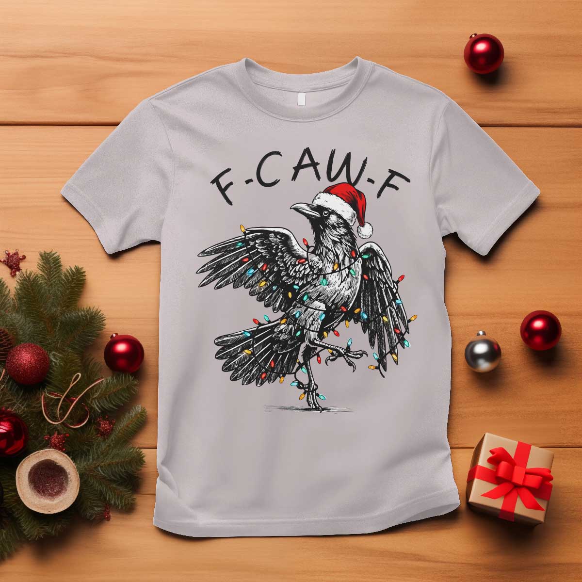 Christmas F Caw F T Shirt Funny Black Crow Meme TS14 Ice Gray Print Your Wear