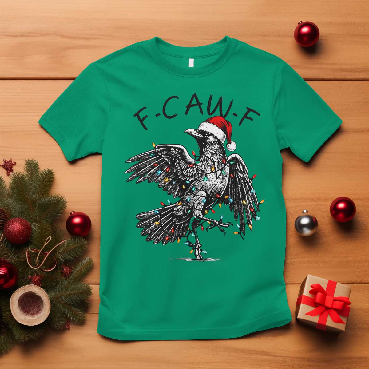 Christmas F Caw F T Shirt Funny Black Crow Meme TS14 Irish Green Print Your Wear