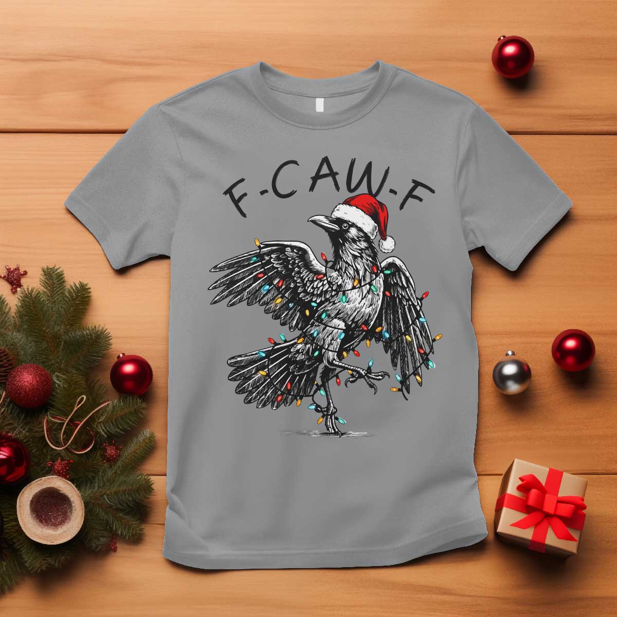 Christmas F Caw F T Shirt Funny Black Crow Meme TS14 Sport Gray Print Your Wear