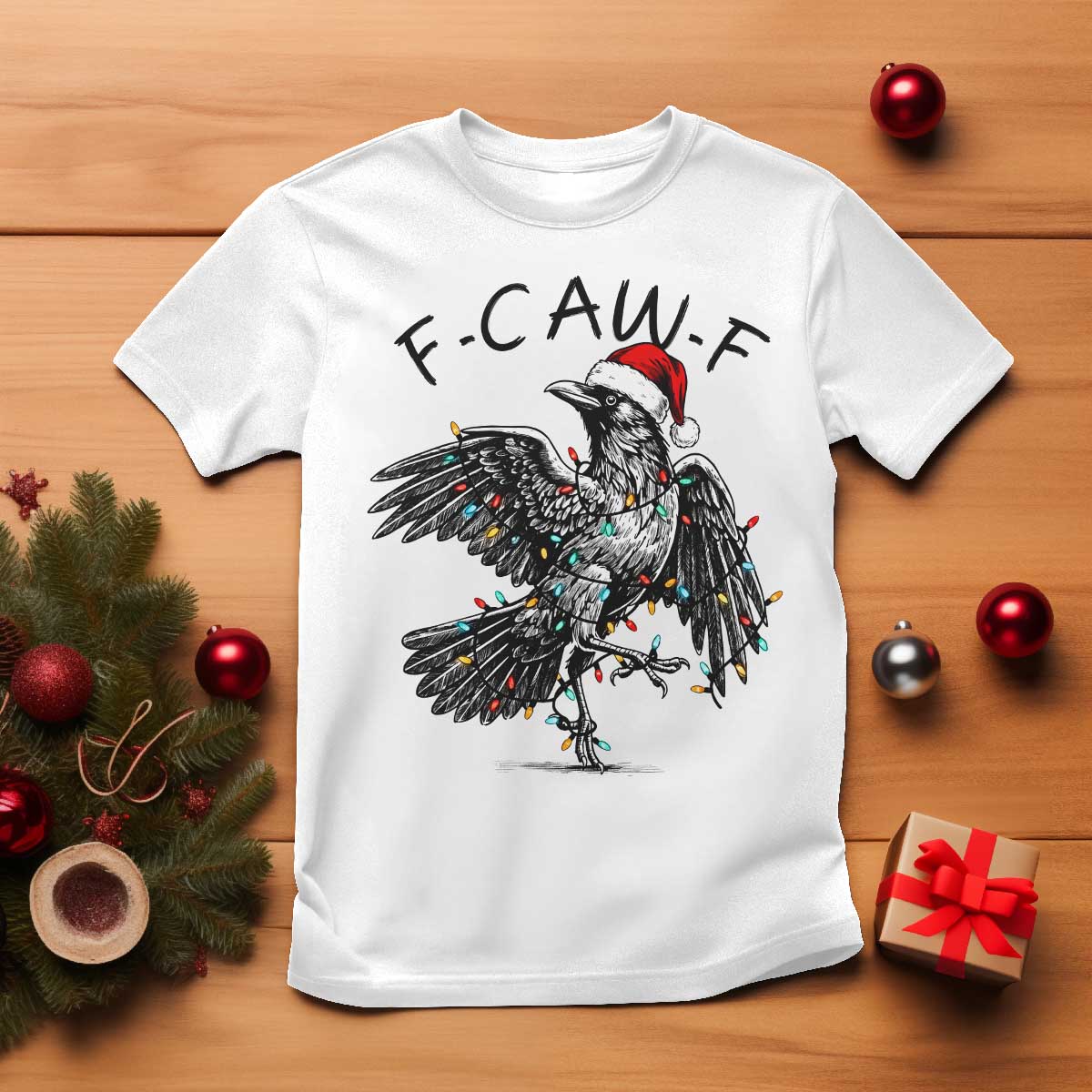 Christmas F Caw F T Shirt Funny Black Crow Meme TS14 White Print Your Wear