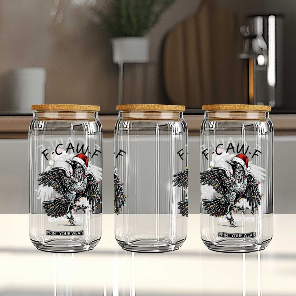 Christmas F Caw F Glass Can Funny Black Crow Meme TS14 Print Your Wear