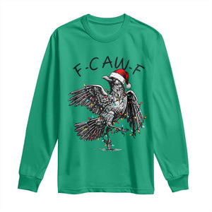 Christmas F Caw F Long Sleeve Shirt Funny Black Crow Meme TS14 Irish Green Print Your Wear
