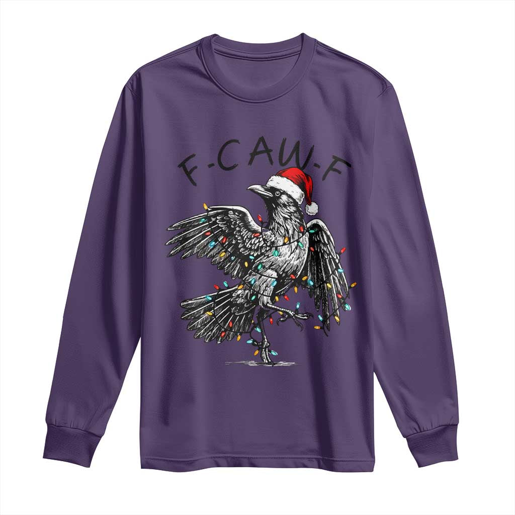 Christmas F Caw F Long Sleeve Shirt Funny Black Crow Meme TS14 Purple Print Your Wear