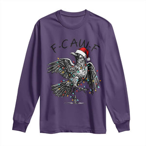 Christmas F Caw F Long Sleeve Shirt Funny Black Crow Meme TS14 Purple Print Your Wear