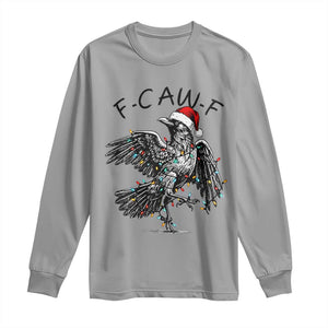 Christmas F Caw F Long Sleeve Shirt Funny Black Crow Meme TS14 Sport Gray Print Your Wear