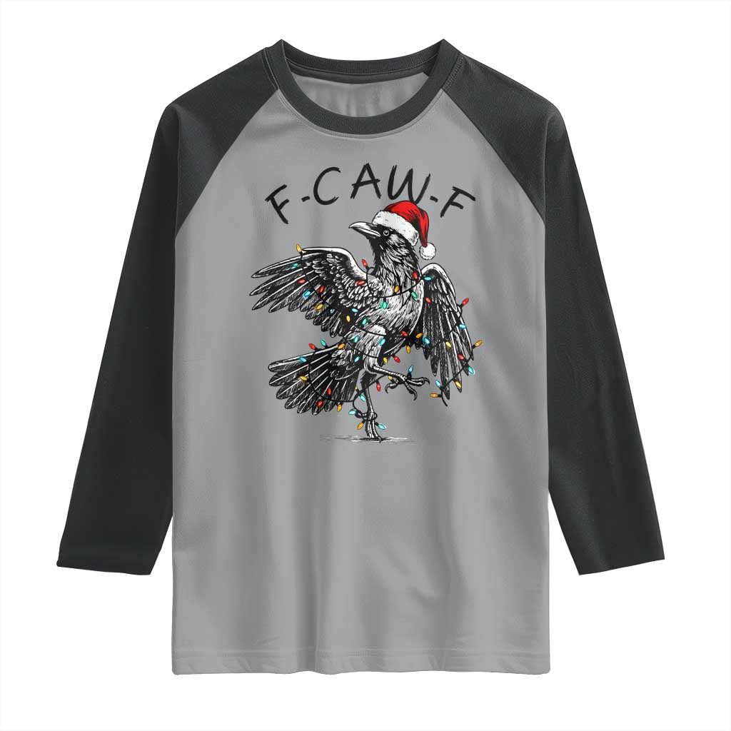 Christmas F Caw F Raglan Shirt Funny Black Crow Meme TS14 Sport Gray Black Print Your Wear