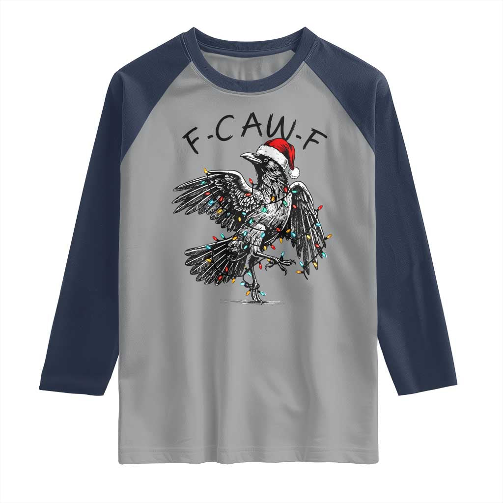 Christmas F Caw F Raglan Shirt Funny Black Crow Meme TS14 Sport Gray Navy Print Your Wear