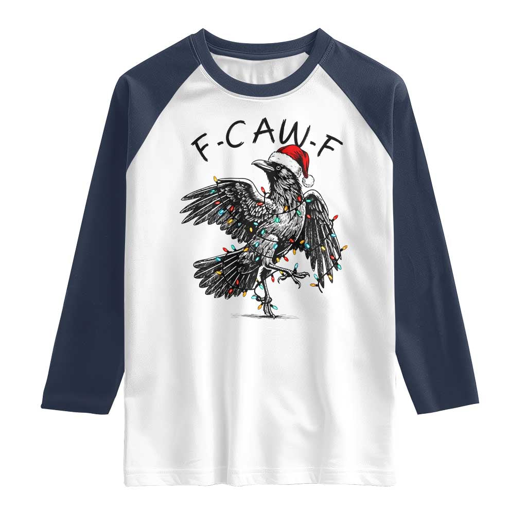 Christmas F Caw F Raglan Shirt Funny Black Crow Meme TS14 White Navy Print Your Wear