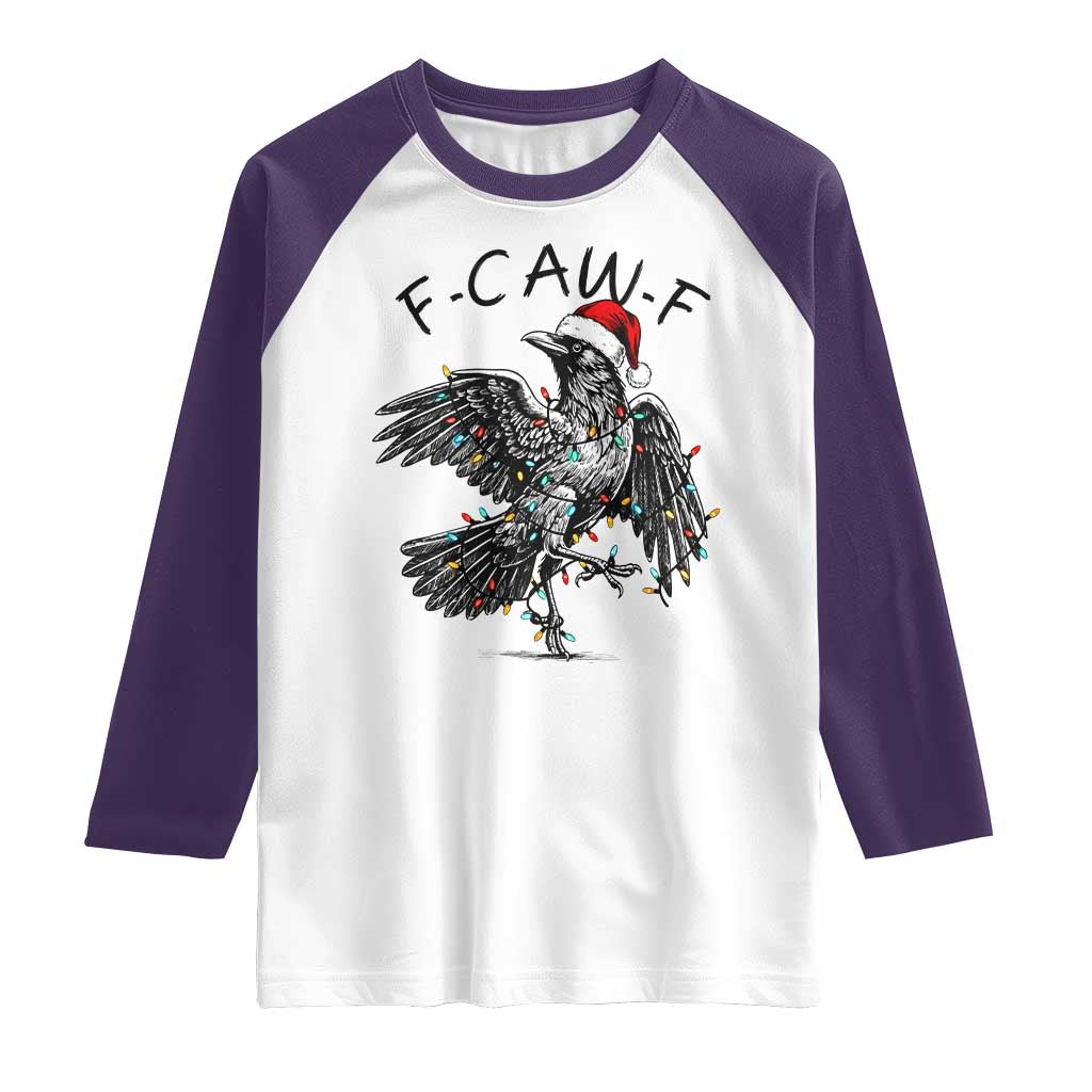 Christmas F Caw F Raglan Shirt Funny Black Crow Meme TS14 White Purple Print Your Wear