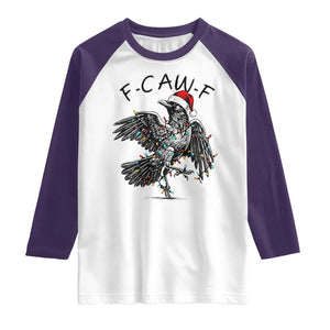 Christmas F Caw F Raglan Shirt Funny Black Crow Meme TS14 White Purple Print Your Wear