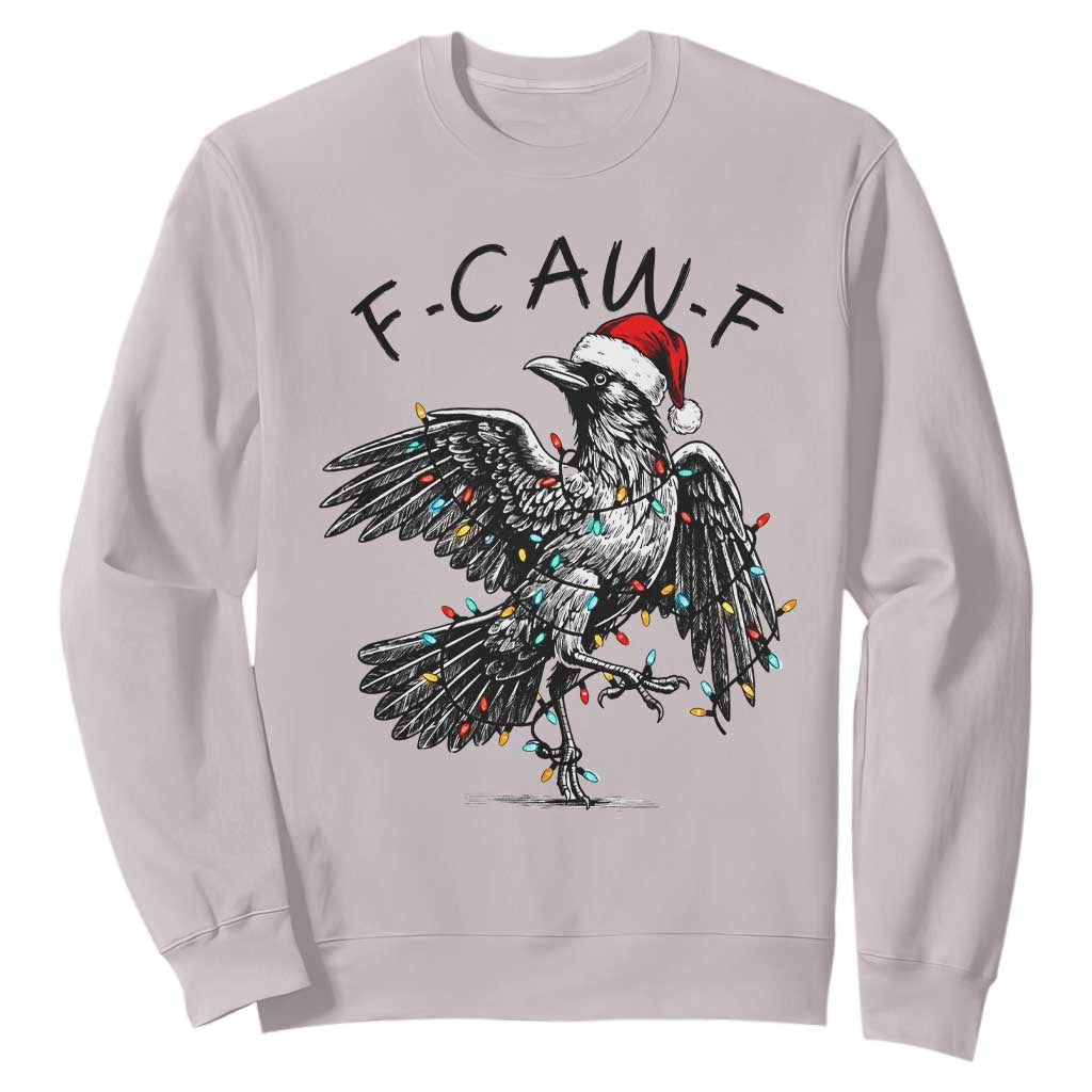 Christmas F Caw F Sweatshirt Funny Black Crow Meme TS14 Ice Gray Print Your Wear