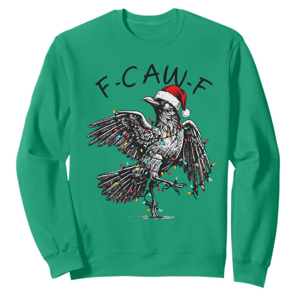 Christmas F Caw F Sweatshirt Funny Black Crow Meme TS14 Irish Green Print Your Wear