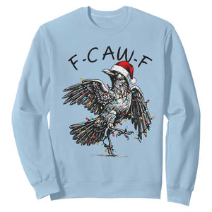 Christmas F Caw F Sweatshirt Funny Black Crow Meme TS14 Light Blue Print Your Wear