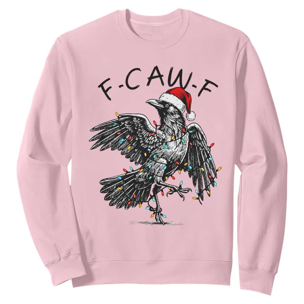 Christmas F Caw F Sweatshirt Funny Black Crow Meme TS14 Light Pink Print Your Wear