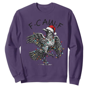 Christmas F Caw F Sweatshirt Funny Black Crow Meme TS14 Purple Print Your Wear