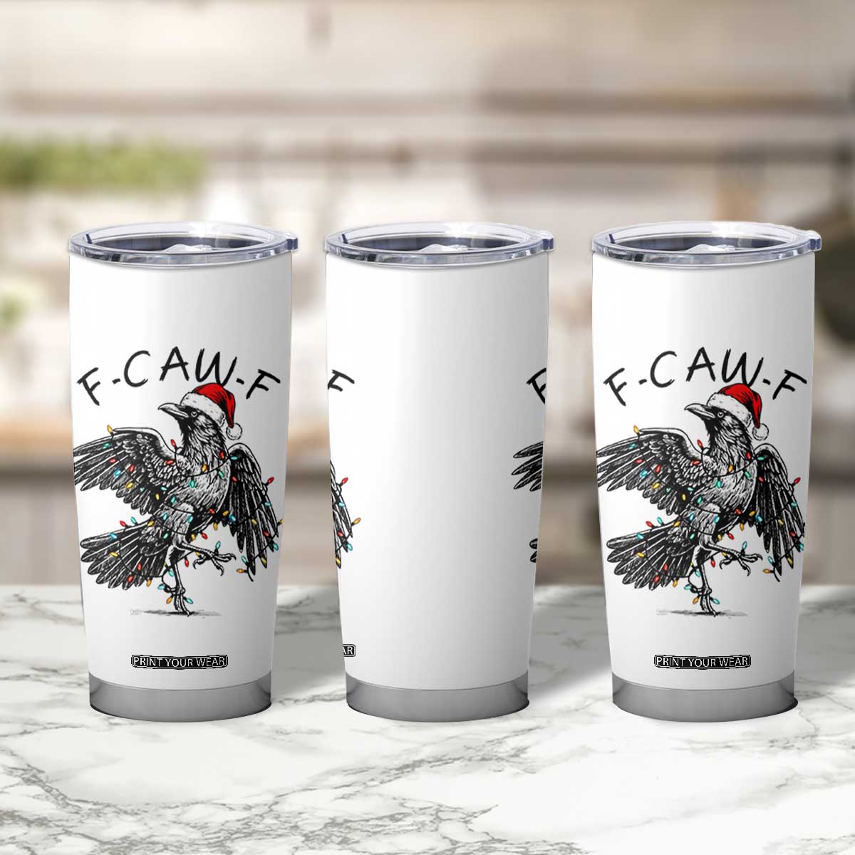 Christmas F Caw F Tumbler Cup Funny Black Crow Meme TS14 Print Your Wear