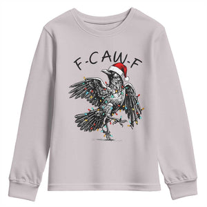 Christmas F Caw F Youth Sweatshirt Funny Black Crow Meme TS14 Ice Gray Print Your Wear
