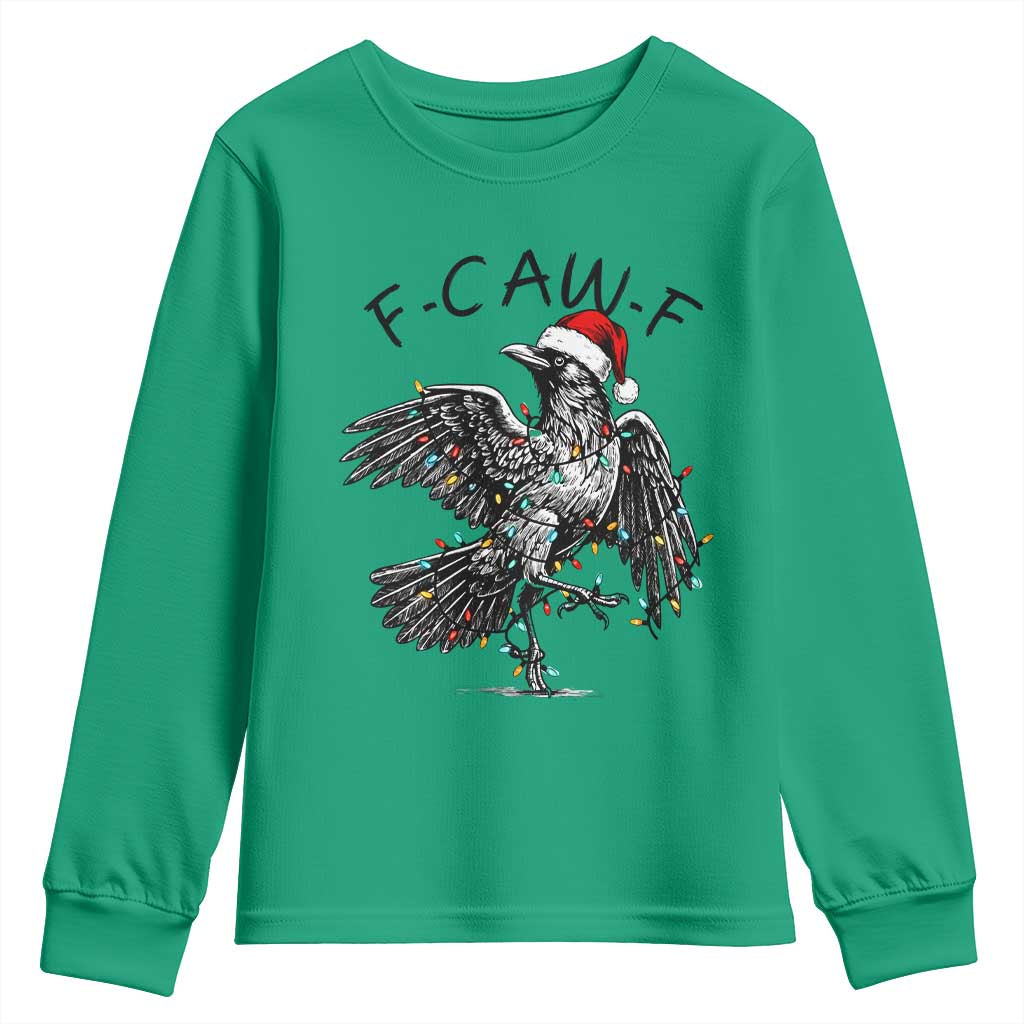 Christmas F Caw F Youth Sweatshirt Funny Black Crow Meme TS14 Irish Green Print Your Wear