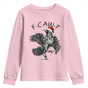 Christmas F Caw F Youth Sweatshirt Funny Black Crow Meme TS14 Light Pink Print Your Wear