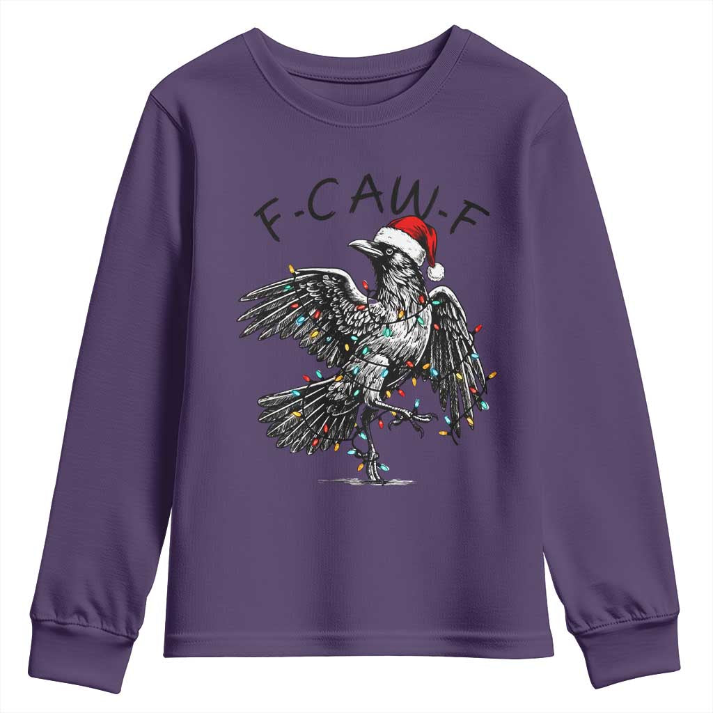 Christmas F Caw F Youth Sweatshirt Funny Black Crow Meme TS14 Purple Print Your Wear