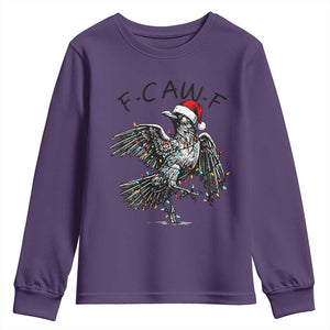 Christmas F Caw F Youth Sweatshirt Funny Black Crow Meme TS14 Purple Print Your Wear