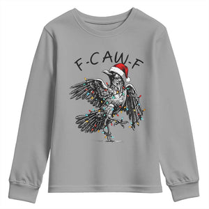 Christmas F Caw F Youth Sweatshirt Funny Black Crow Meme TS14 Sport Gray Print Your Wear