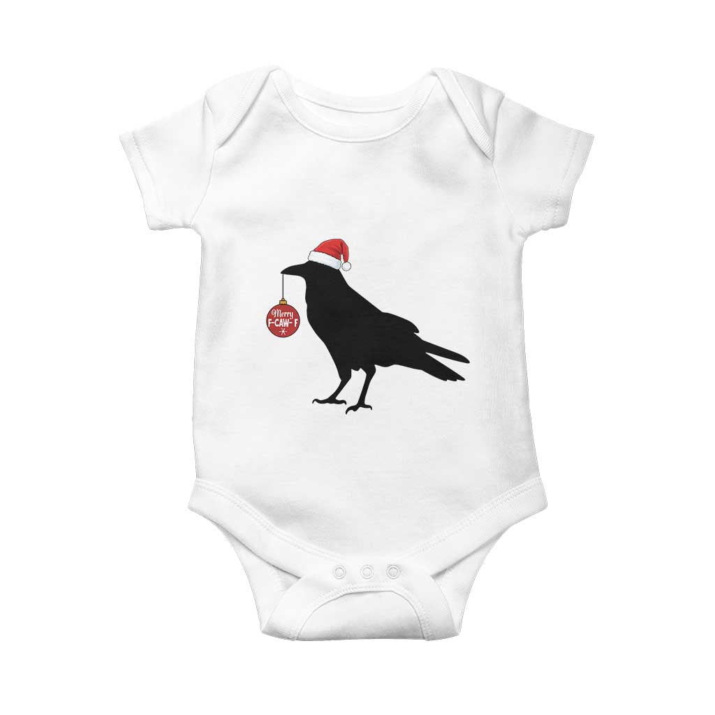 Christmas F Caw F Baby Onesie Funny Black Crow Merry Xmas TS14 White Print Your Wear
