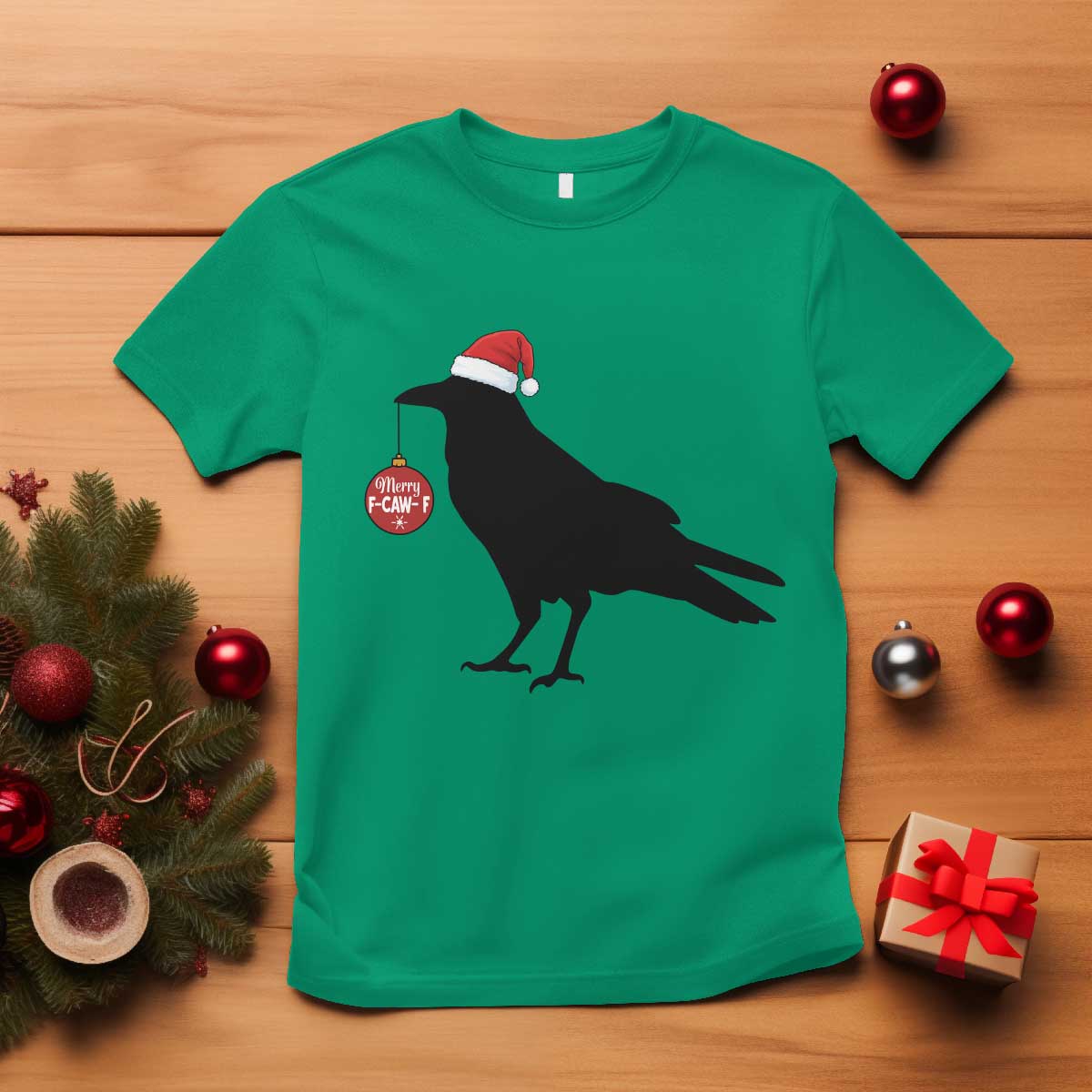 Christmas F Caw F T Shirt Funny Black Crow Merry Xmas TS14 Irish Green Print Your Wear
