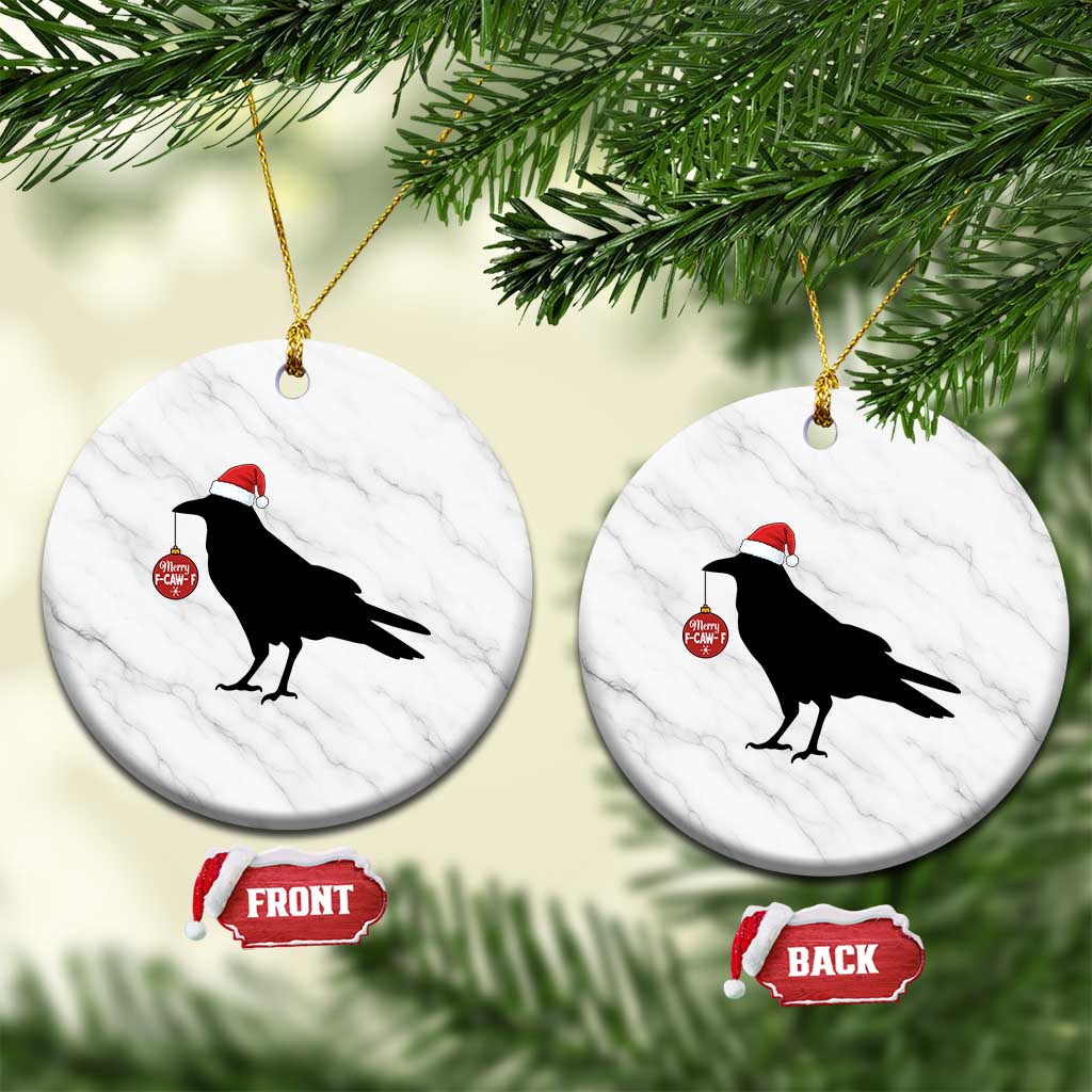 Christmas F Caw F Ceramic Ornament Funny Black Crow Merry Xmas TS14 1pc White Marble Print Your Wear