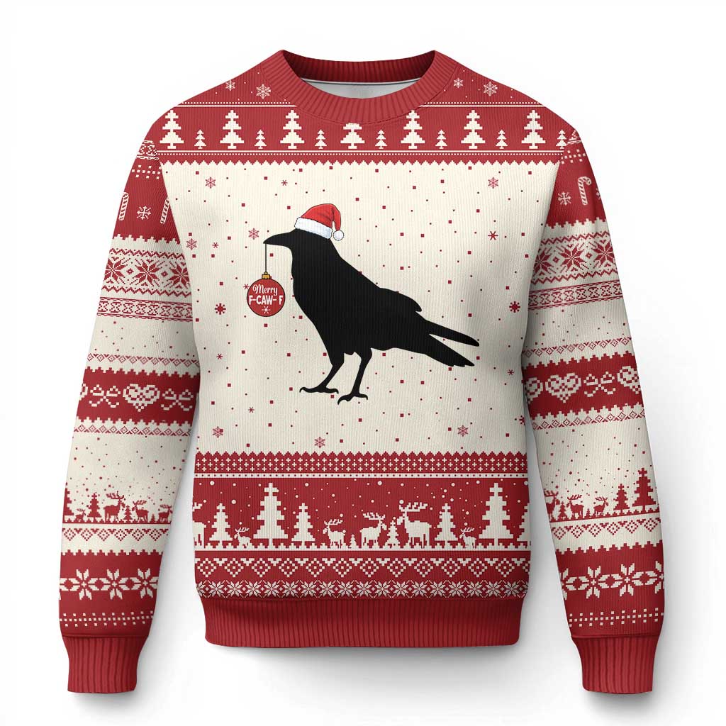 Xmas F Caw F Ugly Christmas Sweater Funny Black Crow Merry Xmas TS14 Beige Red Print Your Wear