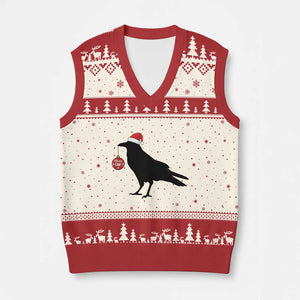 Xmas F Caw F V-Neck Knit Sweater Vest Funny Black Crow Merry Xmas TS14 Beige Red Print Your Wear