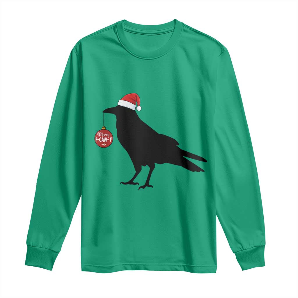 Christmas F Caw F Long Sleeve Shirt Funny Black Crow Merry Xmas TS14 Irish Green Print Your Wear