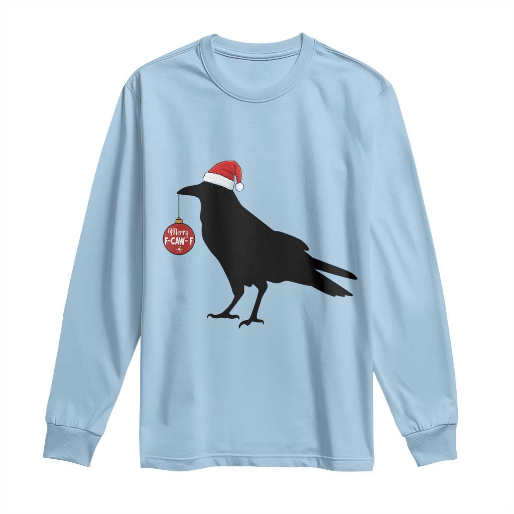 Christmas F Caw F Long Sleeve Shirt Funny Black Crow Merry Xmas TS14 Light Blue Print Your Wear