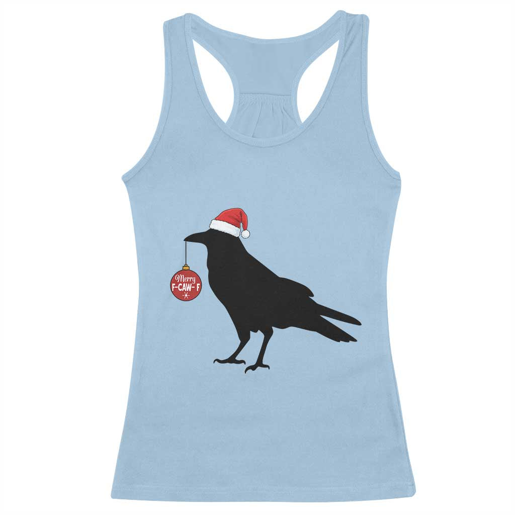 Christmas F Caw F Racerback Tank Top Funny Black Crow Merry Xmas TS14 Light Blue Print Your Wear