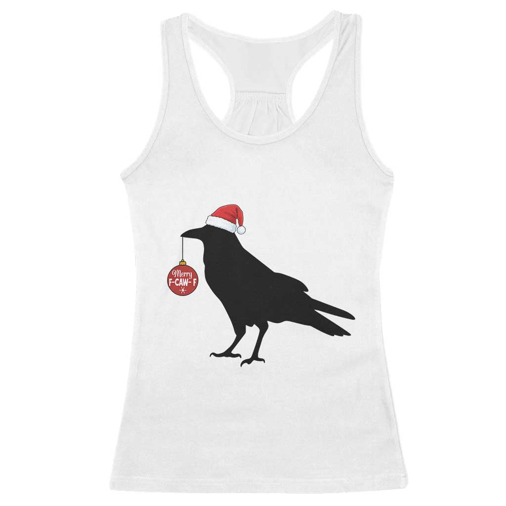 Christmas F Caw F Racerback Tank Top Funny Black Crow Merry Xmas TS14 White Print Your Wear