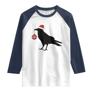 Christmas F Caw F Raglan Shirt Funny Black Crow Merry Xmas TS14 White Navy Print Your Wear