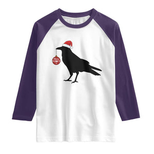 Christmas F Caw F Raglan Shirt Funny Black Crow Merry Xmas TS14 White Purple Print Your Wear