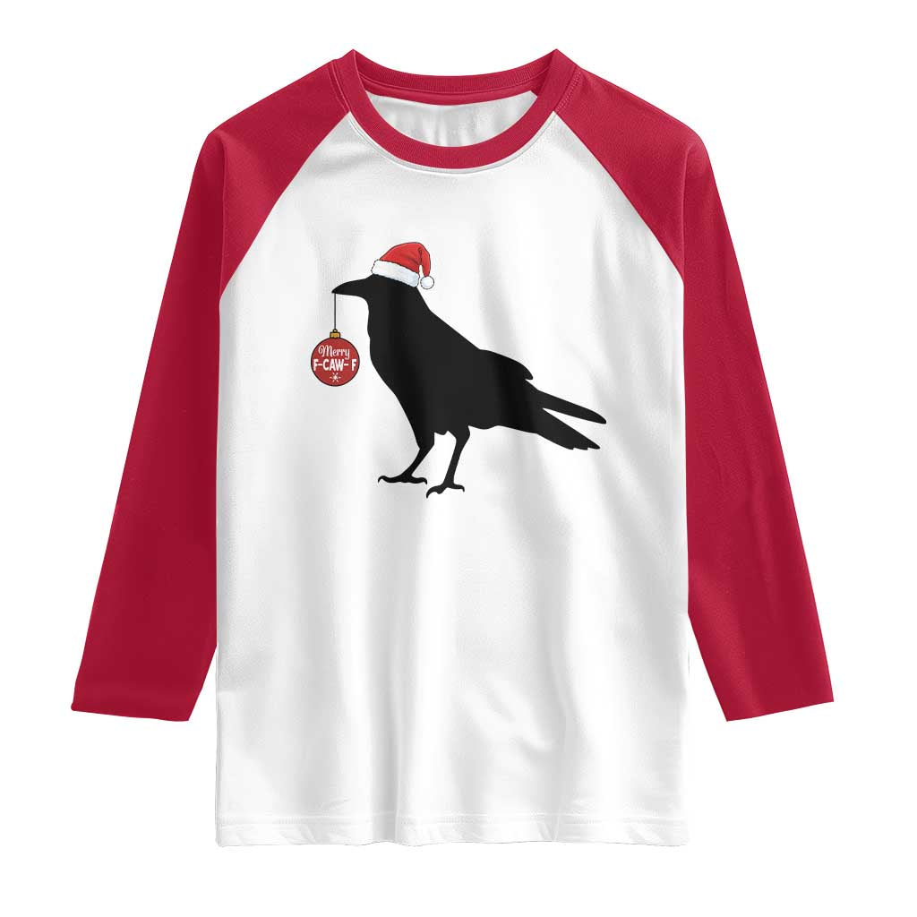 Christmas F Caw F Raglan Shirt Funny Black Crow Merry Xmas TS14 White Red Print Your Wear