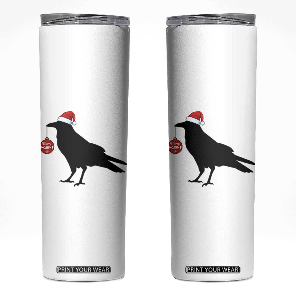 Christmas F Caw F Skinny Tumbler Funny Black Crow Merry Xmas TS14 White Print Your Wear