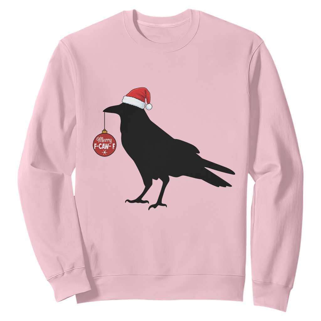 Christmas F Caw F Sweatshirt Funny Black Crow Merry Xmas TS14 Light Pink Print Your Wear