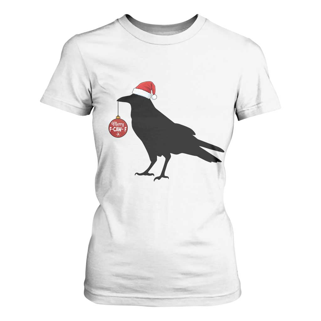 Christmas F Caw F T Shirt For Women Funny Black Crow Merry Xmas TS14 White Print Your Wear