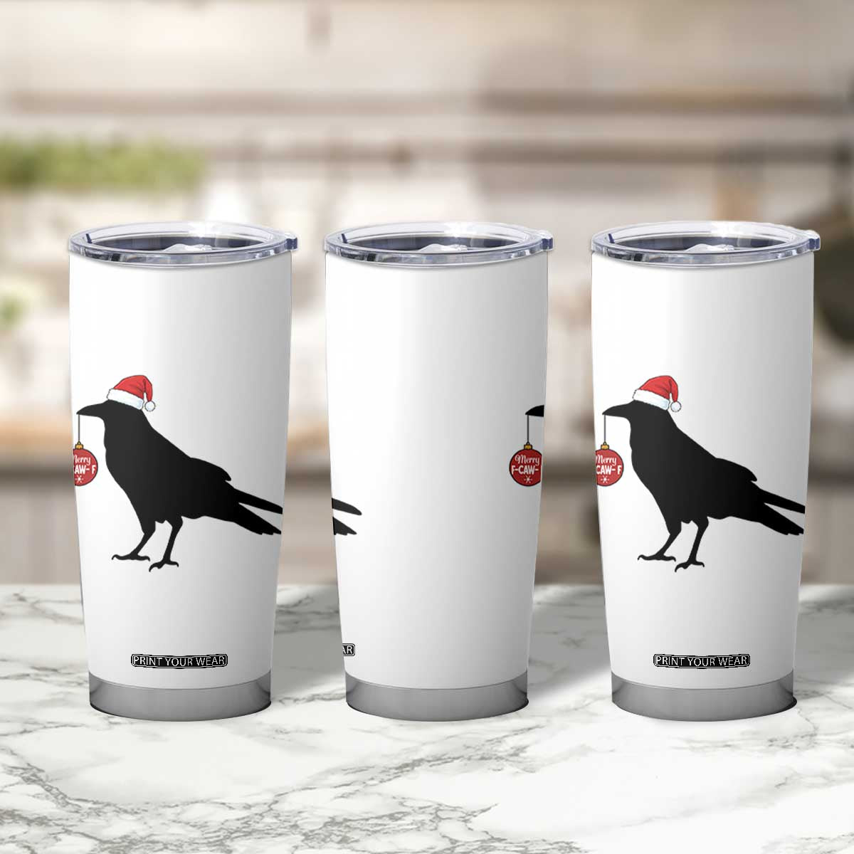 Christmas F Caw F Tumbler Cup Funny Black Crow Merry Xmas TS14 Print Your Wear