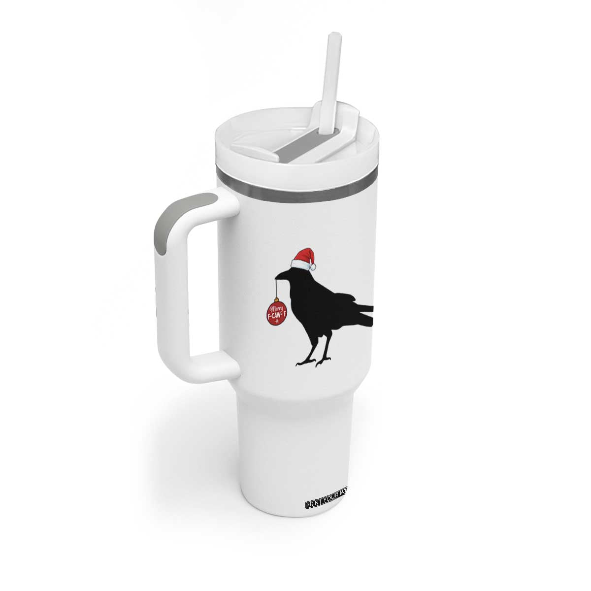 Christmas F Caw F Tumbler With Handle Funny Black Crow Merry Xmas TS14 Print Your Wear